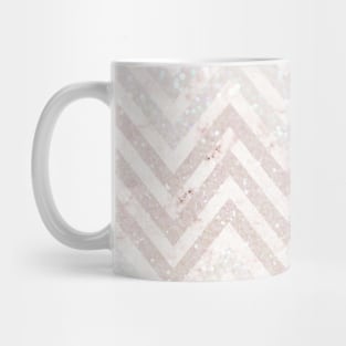 Sparkly Glitter Pink Chevron Zig Zag Stripes Mug